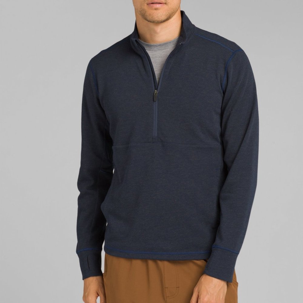prAna Jarvis Men's Half Zip Athletic Top Navy Blue M